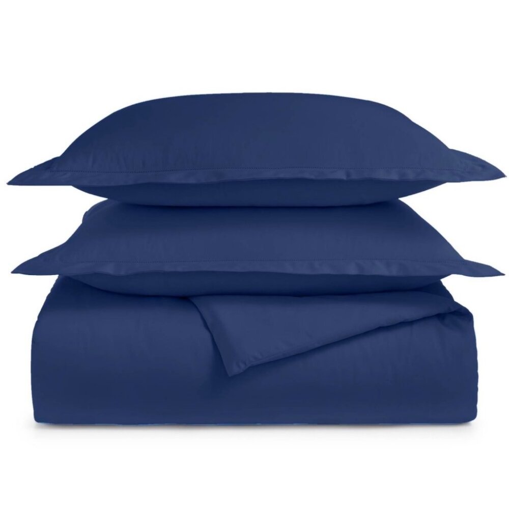 Charter Club Damask Solid 3 Piece King Duvet Set Navy Peony